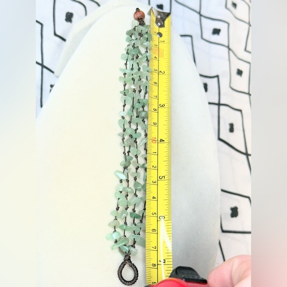 Green Aventurine Chip Necklace Knotted Cord Multi Strand Boho Natural Stone - Picture 7 of 7